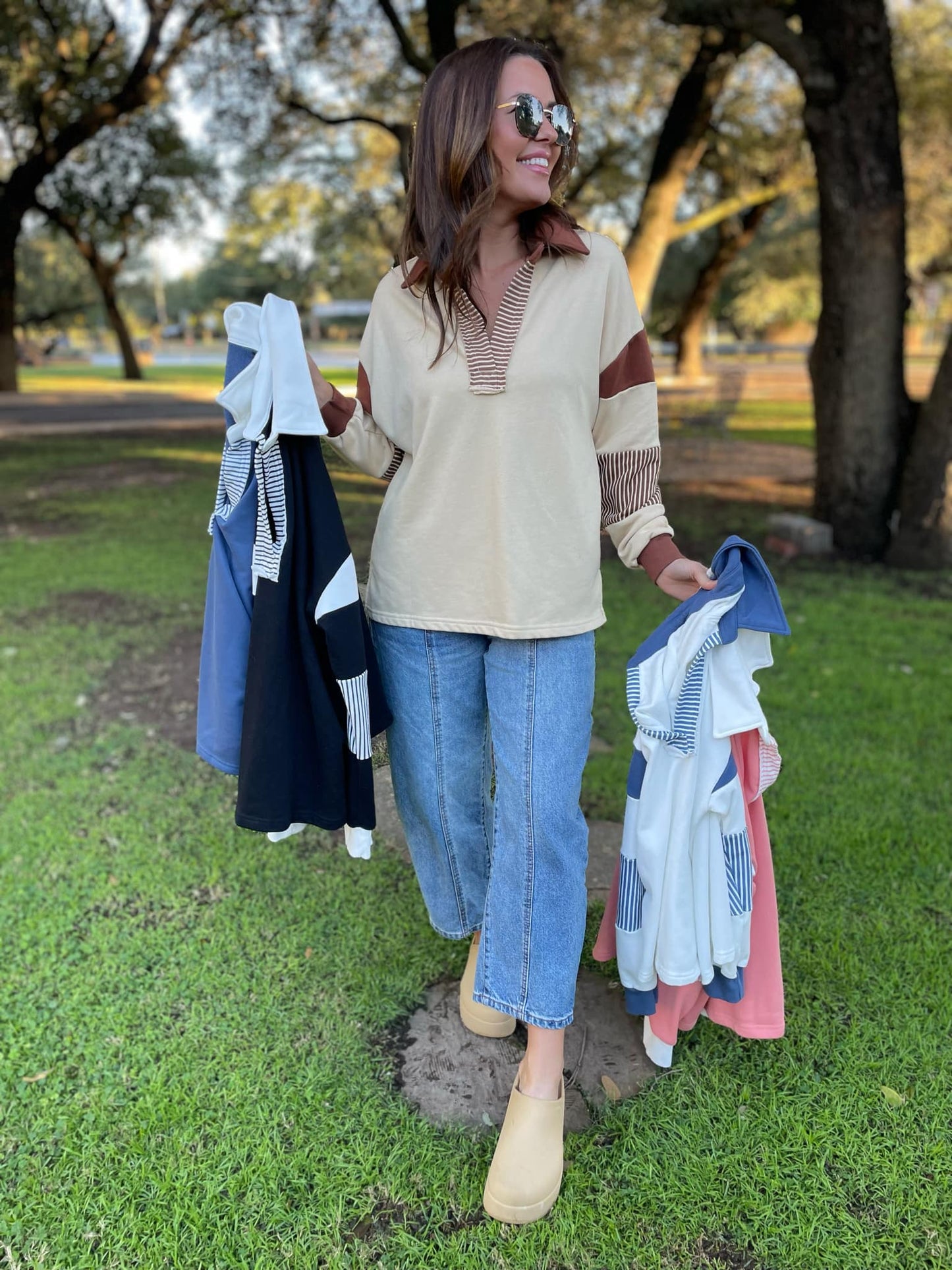 PREORDER: Stay Preppy Collared Sweatshirt in Five Colors