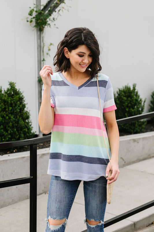 Faded Rainbow V-Neck