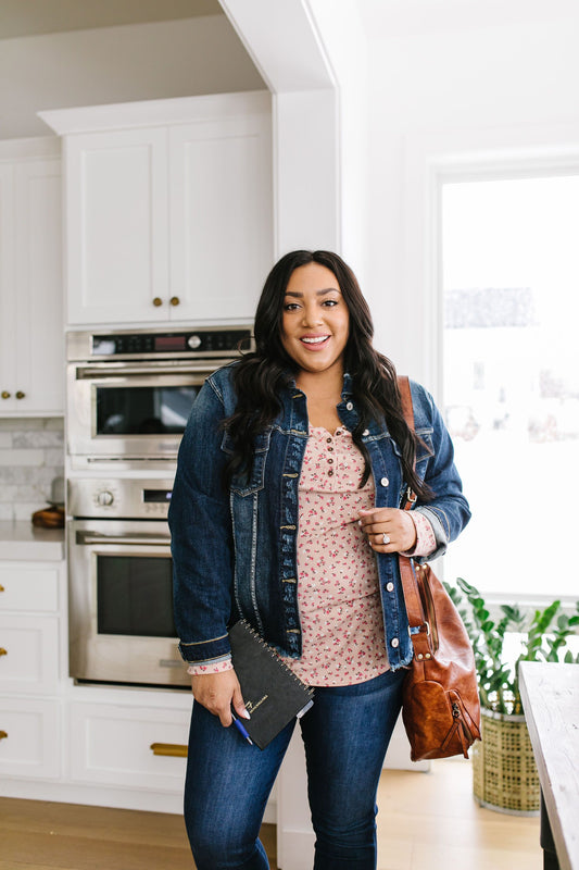 May Flowers Ribbed Top In Blush