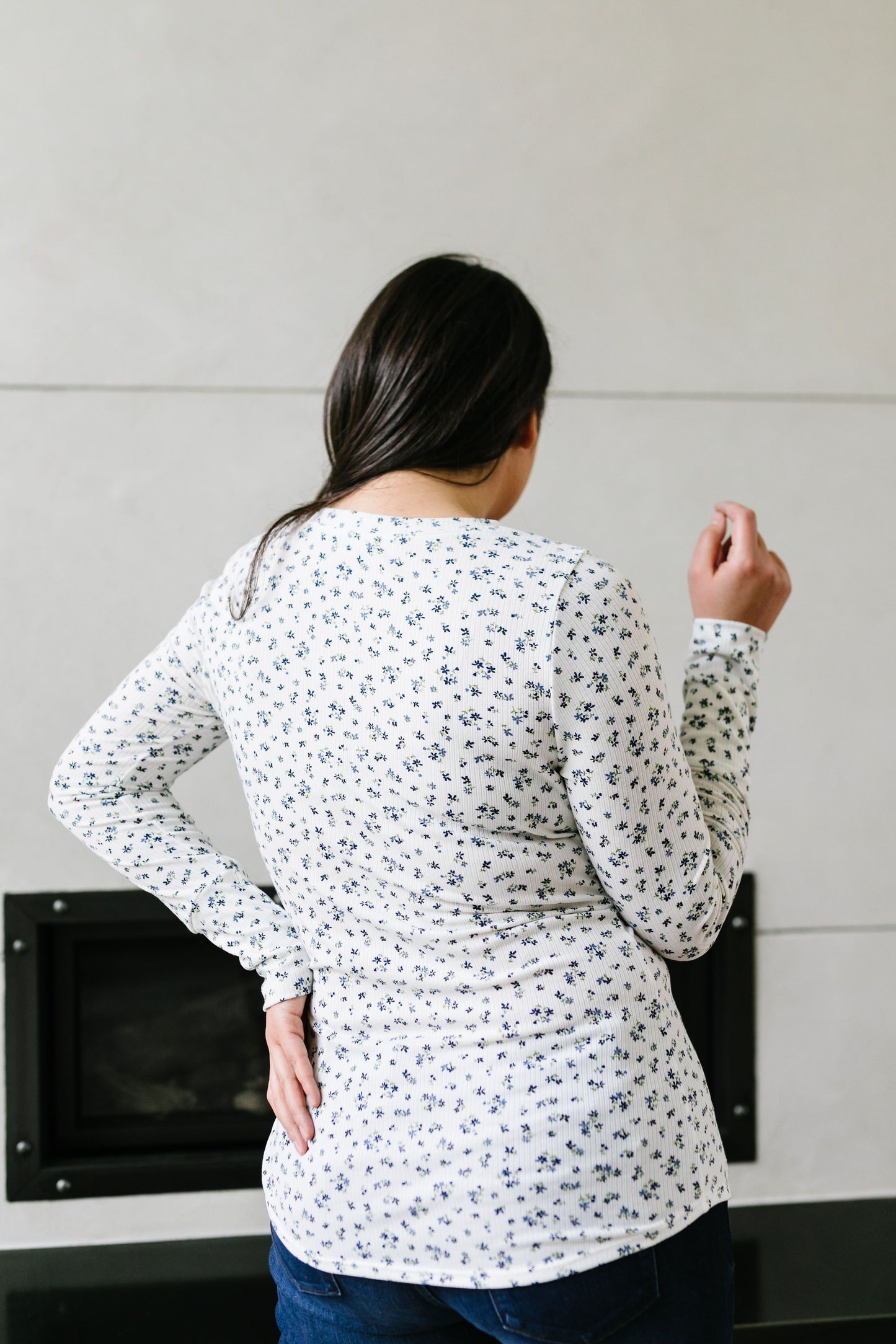 May Flowers Ribbed Top In Ivory