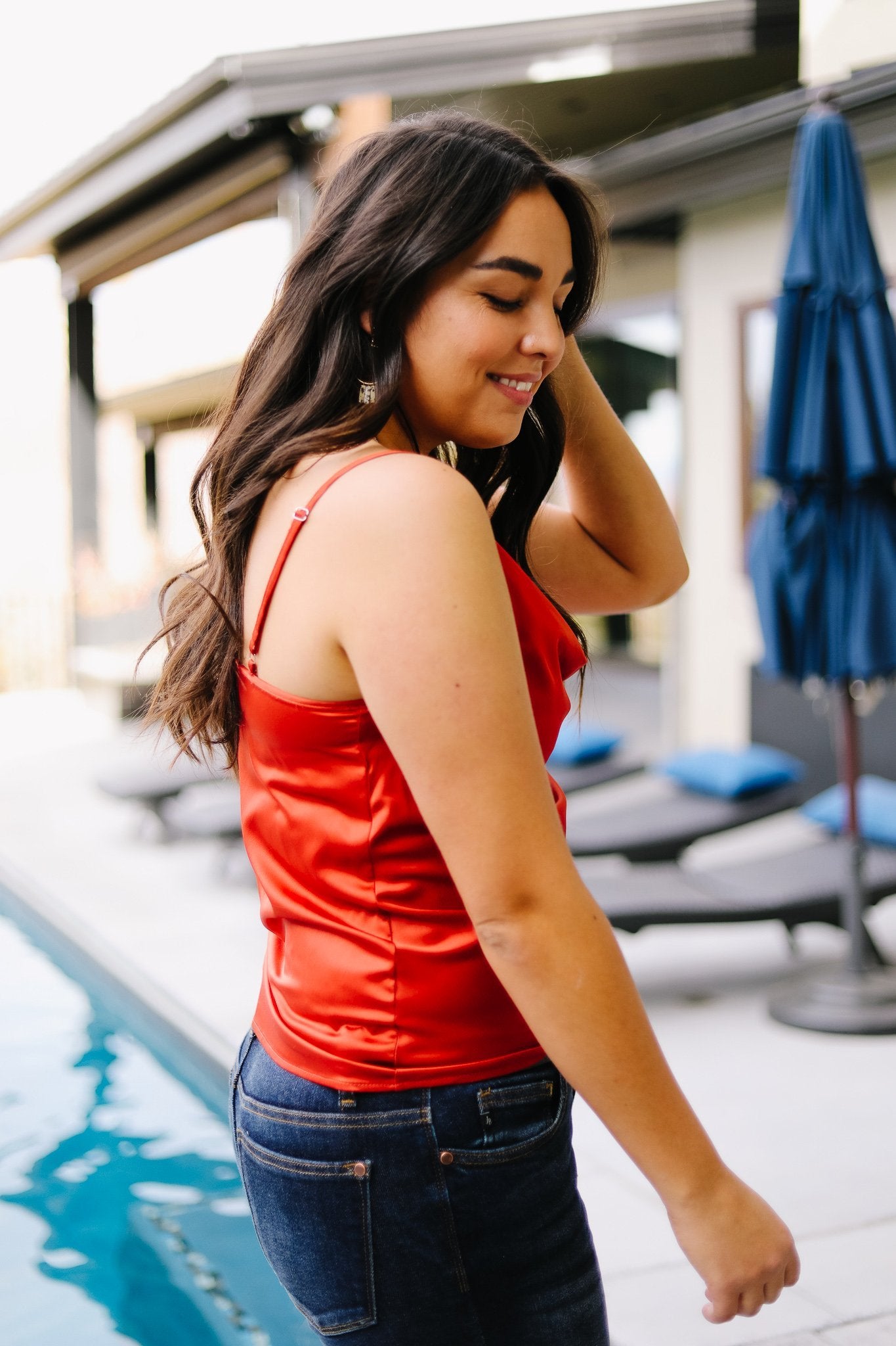 Silky Satin Cami In Cayenne