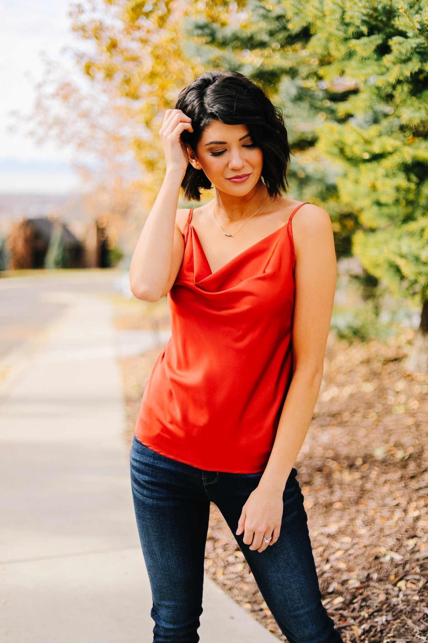 Silky Satin Cami In Cayenne